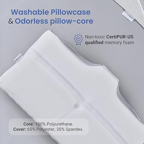 Miniatura 4 de BLISSFUL BODY Almohada para dormir de lado  Almohada de apoyo para el cuello de espuma viscoelástica de diseño profesional  Funda de almohada súper