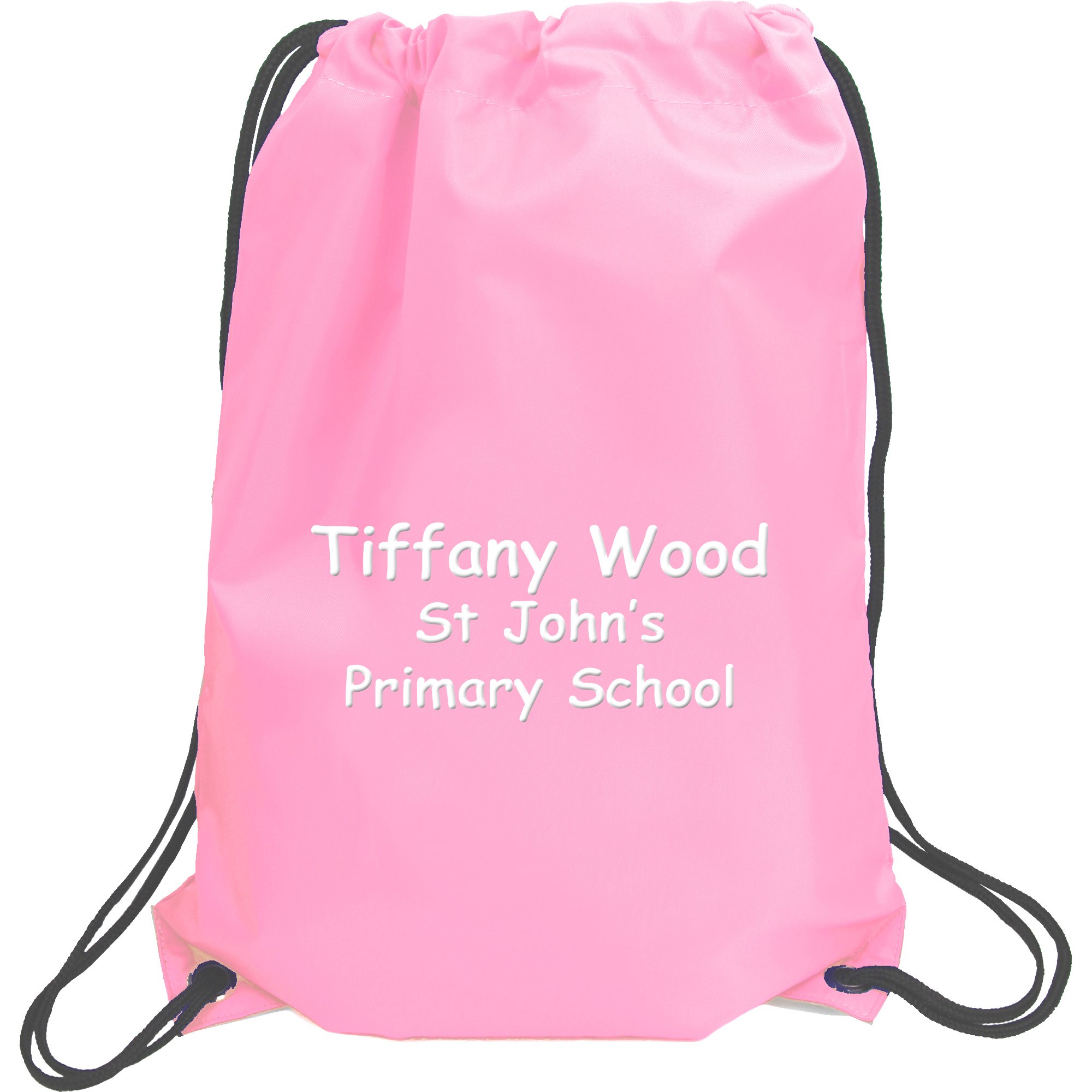 TeddyTs Personalised Name & School Sports PE Drawstring Gym & Swimming Bag (Classic Pink)