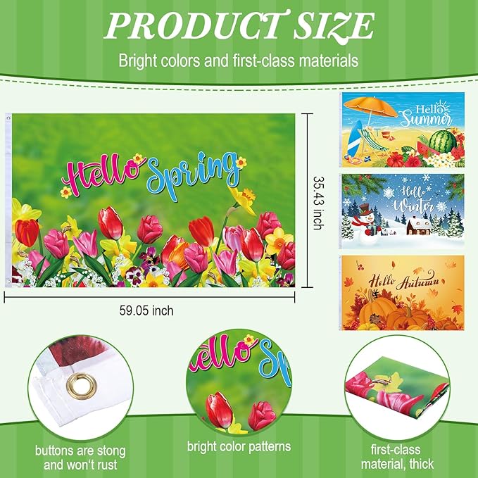 Batiyeer 4 Banderas de Jardín Estacionales 3x5 pies Doble Cara miniatura 3