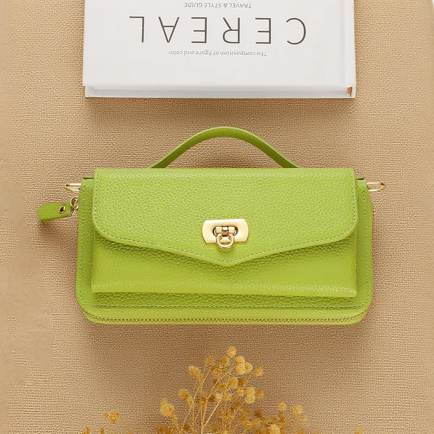 Crossbody Wallet Case for iPhone 17 Pro Max 6.9", Magnetic Detachable PU Leather Phone Case with RFID Blocking Card Holder Wristlet Mirror Flip Zipper Shoulder Purse Clutch for Women - Green