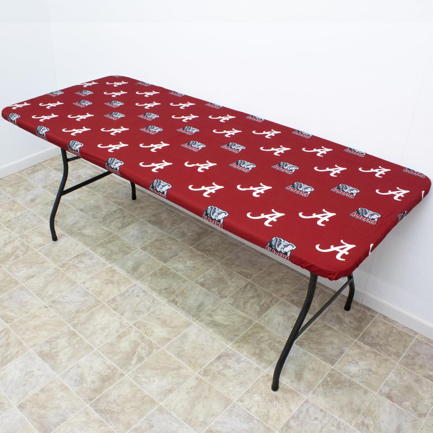 Alabama Crimson Tide Tailgate Fitted Tablecloth, 72" x 30", 6 ft Table