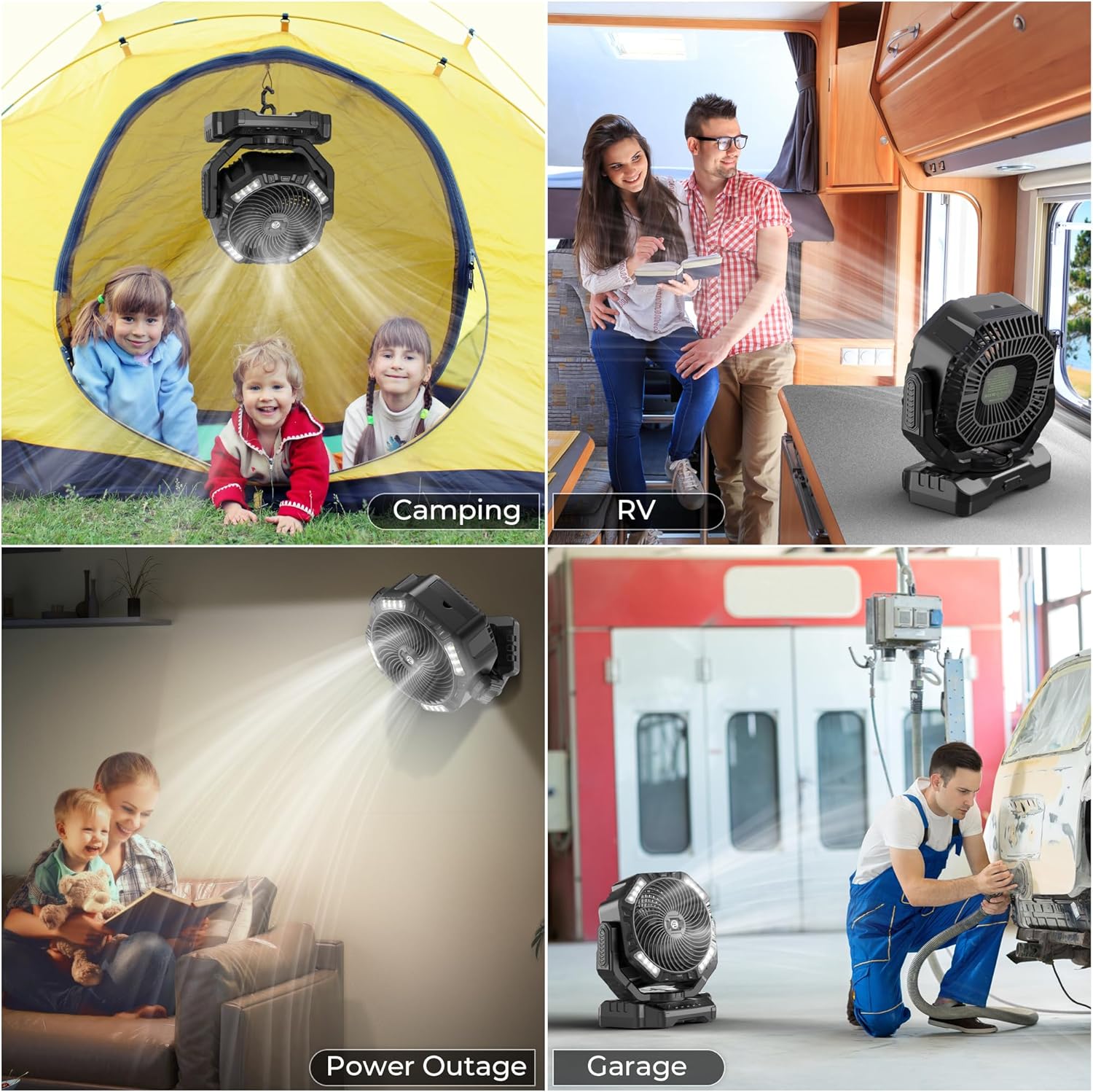 40000mAh Battery Powered Camping Fan - 136H Max Cooling, Rechargeable Battery Operated Oscillating Floor Fan with Charger, Remote & Hook, Portable for Tent Outdoor Patio Garage Hurricane Power Outage