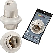 Portalámparas de plástico E14 con 2 anillos de soporte de pantalla/anillos de tornillo (máx. 250V/4A) de ISOLATECH; (aquí: 1 pieza)