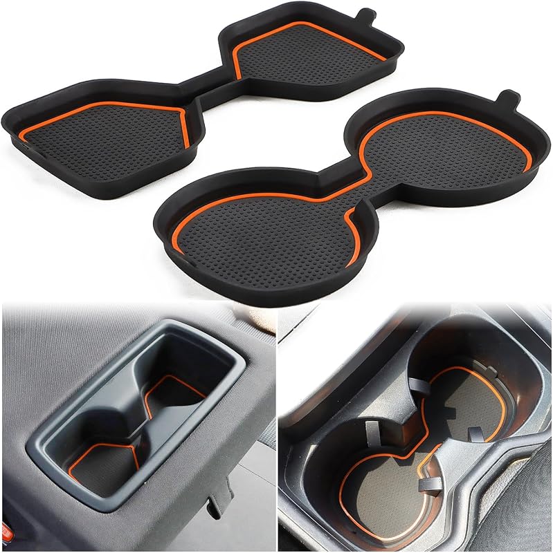 Inserto de silicone para porta-copos Toyota RAV4 2019–2025 com borda elevada e puxador, laranja, kit com 2 peças