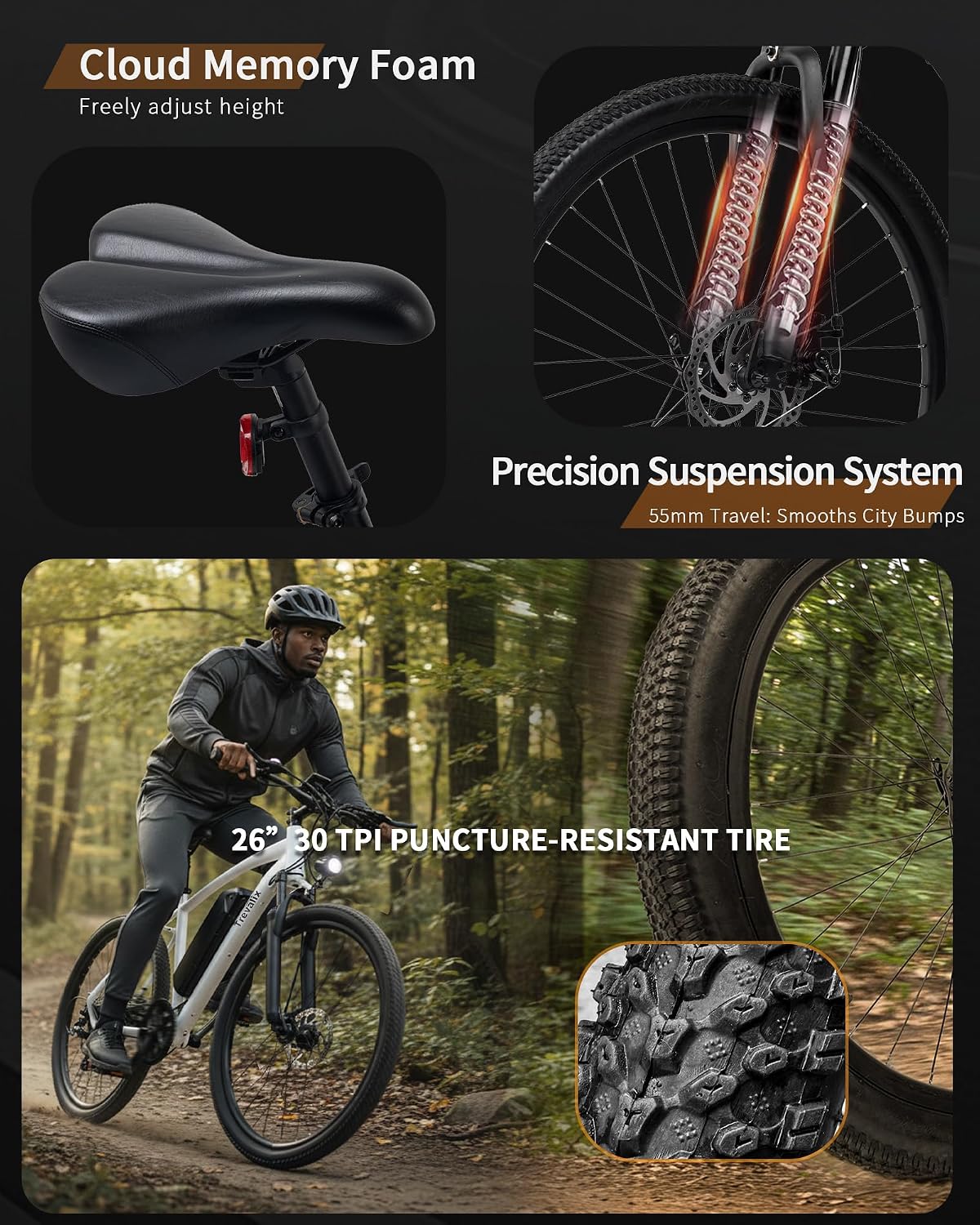 Electric Bike for Adults, 50/74 Miles 20 MPH Ebike, 500W Peak E Bike with Cadence/Torque Sensor, 10.4/15.6Ah UL Certified Battery, 26“ Mountain Bike with Shimano 6-Speed