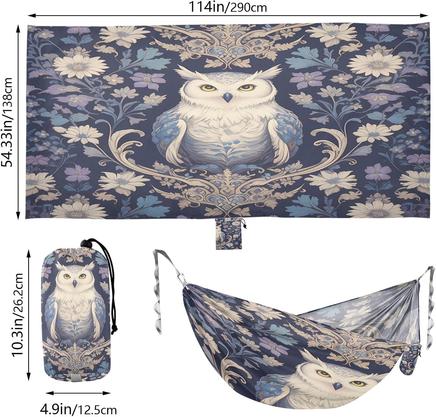 Retro Owl Dark Violet Hammocks for Camping Fabric Hammock for Camping Travel Accessories