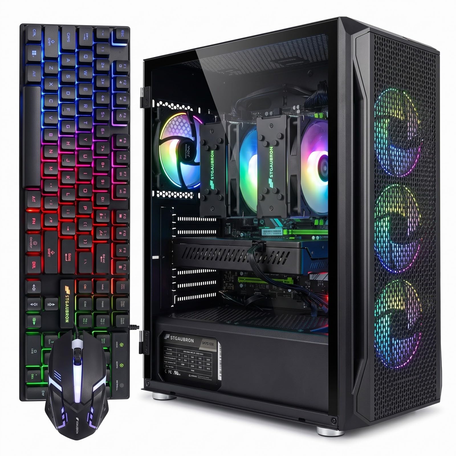 STGAubron Gaming PC Desktop,Dual Xeon E5,RX 580 8GB,16GB DDR4,512G