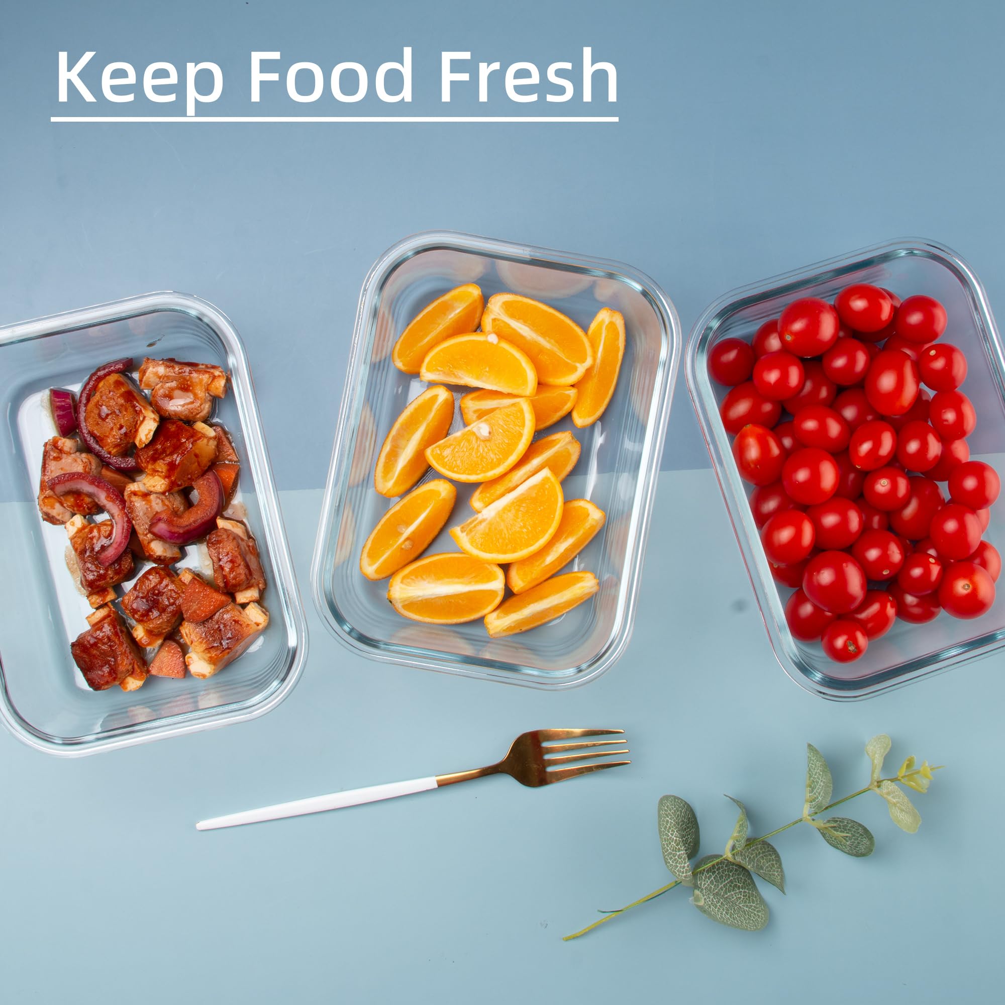 Recipientes de vidrio para preparación de comidas con tapas (paquete de 5, 34 onzas), recipientes de vidrio para almacenamiento de alimentos para almuerzo en el trabajo, recipientes de