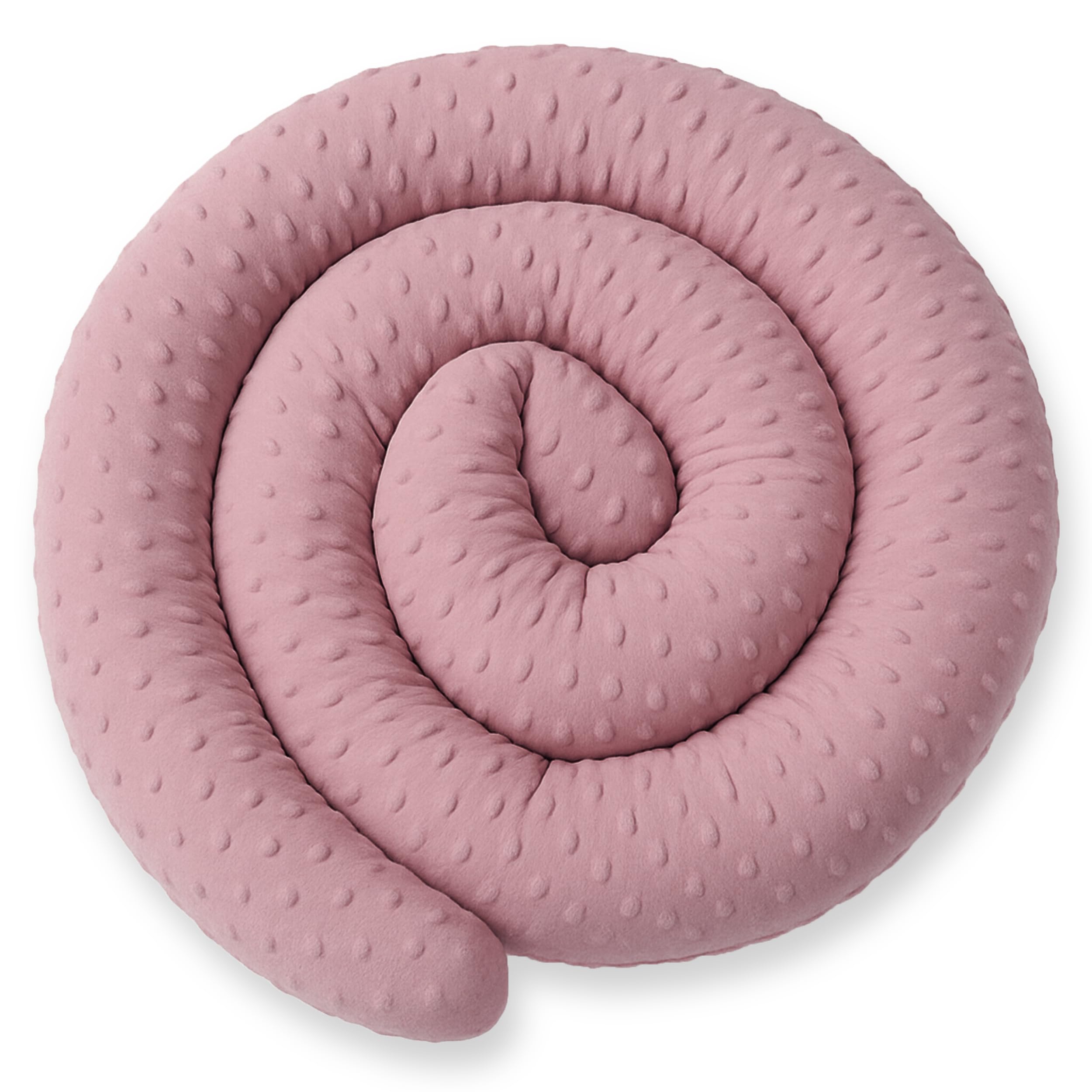XXL 300 cm Bettschlange für Allergiker Bettkissen Stillkissen Bettrolle Zierkissen Bettumrandung Schlange Handmade 100% Minky ekmTRADE (96 – Minky Dreckiges Rosa, 300 cm)