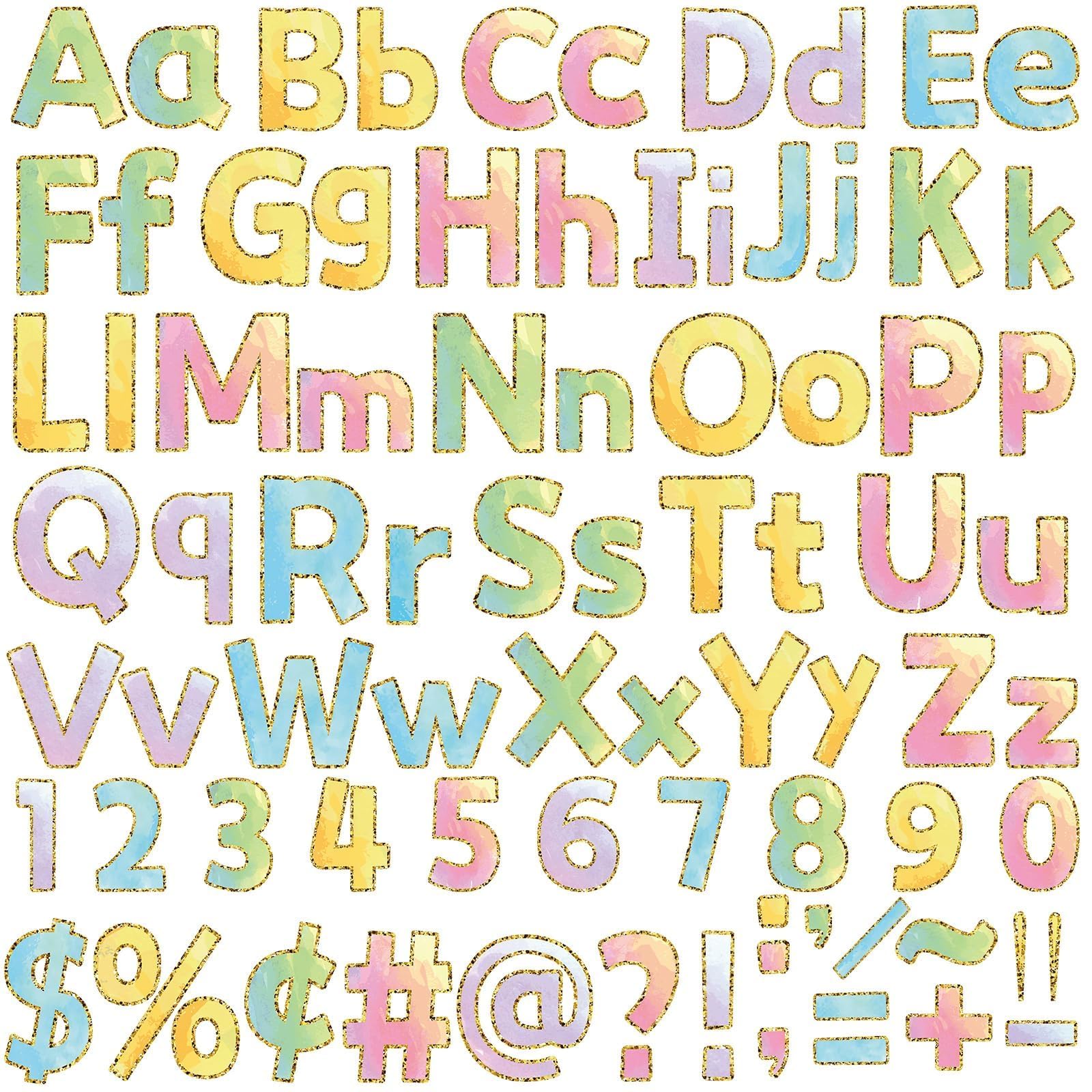 chiazllta 266 Pcs Letters Combo Pack Set Bulletin Board Letters Watercolor Letters and Number Accents for Bulletin Board Display Home School Classroom