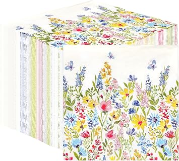 Table Kind 100 x Soft Paper Floral Napkins | 2ply 33cm | Disposable Patterned Party Serviettes for Mother's Day, Flower Easter Napkins for Weddings or Everyday Eco-Friendly Home Compostable Recyclable
