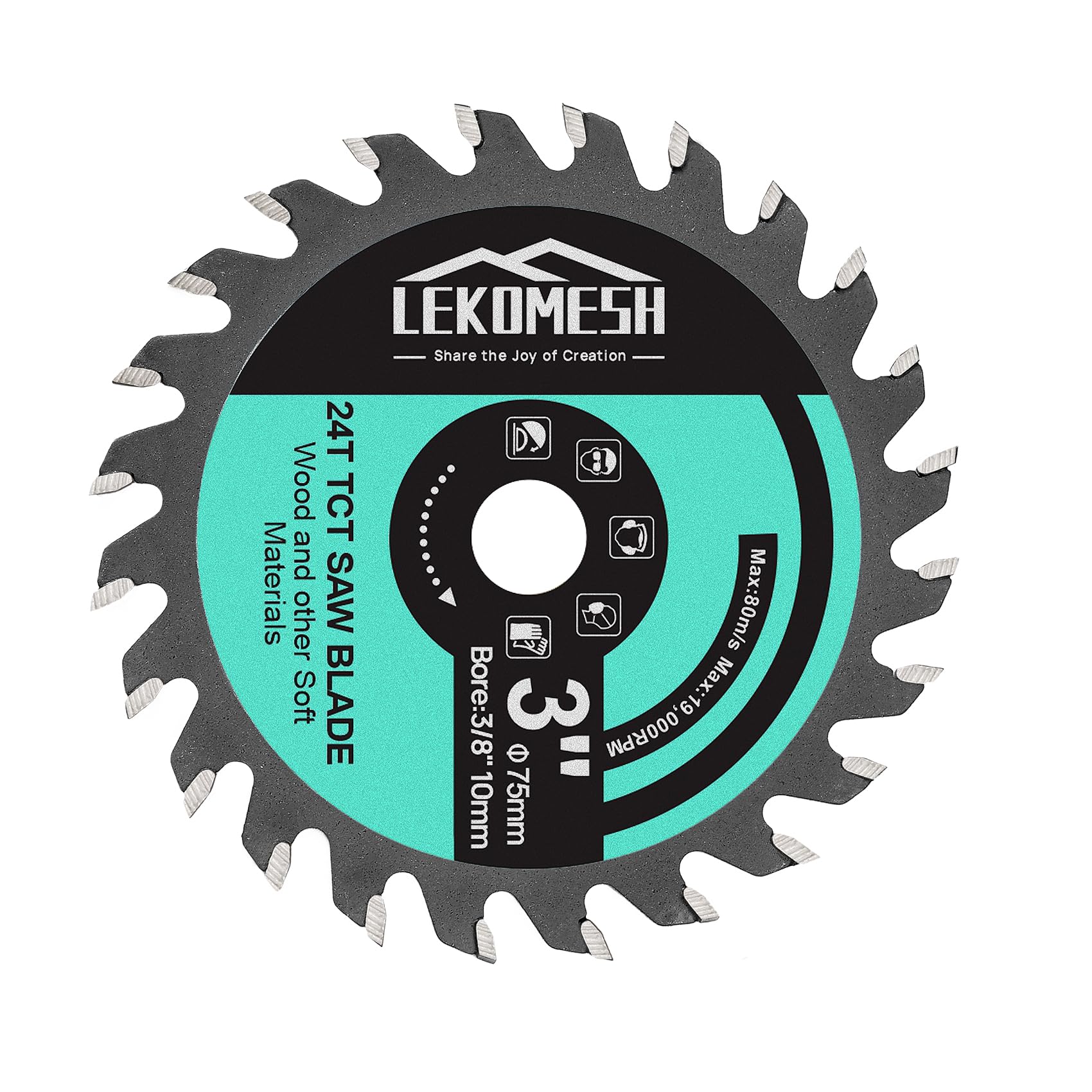 3-Piece 75mm Circular Saw Blades - 24T TCT Wood Cutting Discs For Angle Grinder