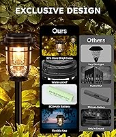 Vista 5 de Bright Solar Pathway Lights Outdoor, 8 Pack Waterproof IP65, Auto On/Off Solar Powered Garden Lights for Yard Lawn Walkway Landscape Pool Outside