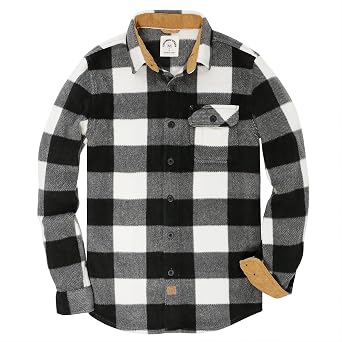 Dubinik Mens Fleece Flannel Button Down Shirt Long Sleeve Casual