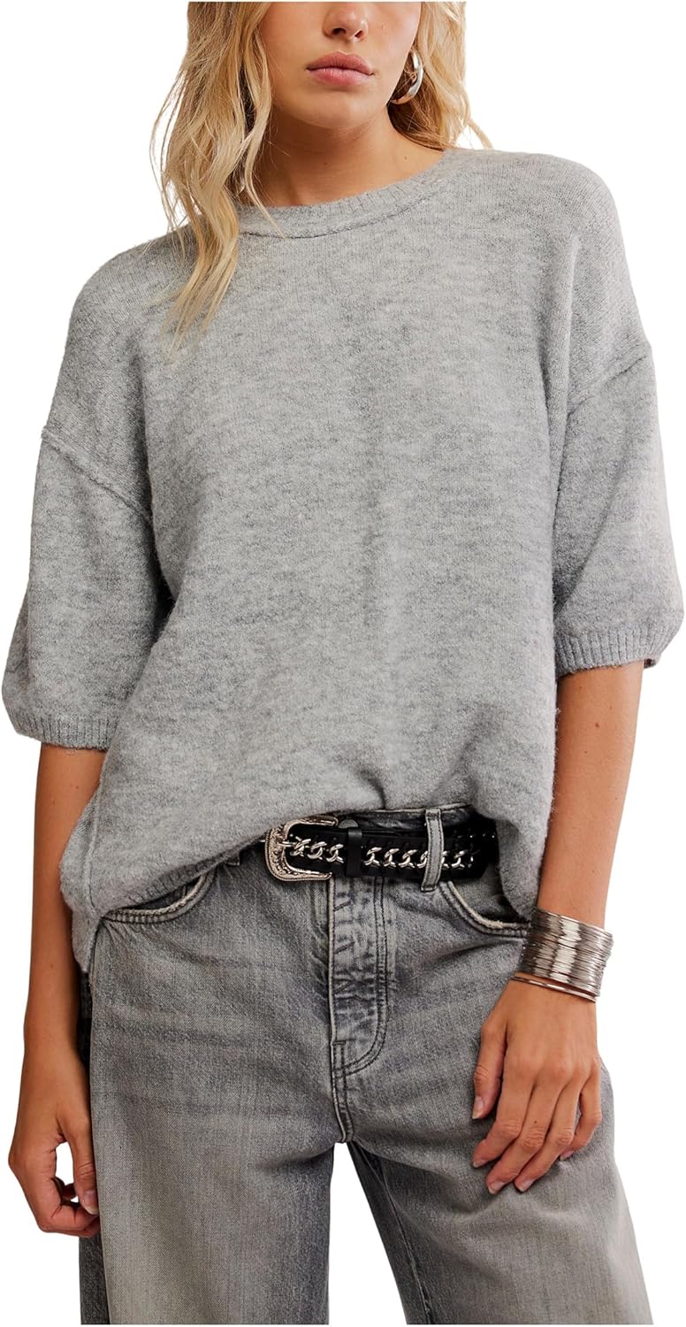 Free People,Margot Sweater Tee,Heather Grey,Medium