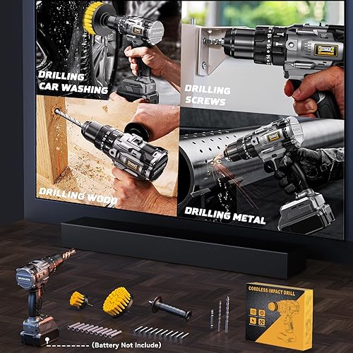 Miniatura 7 de Juego de taladro inalámbrico para batería Dewalt de 20 V máximo, juego de taladro eléctrico de ajuste de par de 20+3, portabrocas sin llave de 12