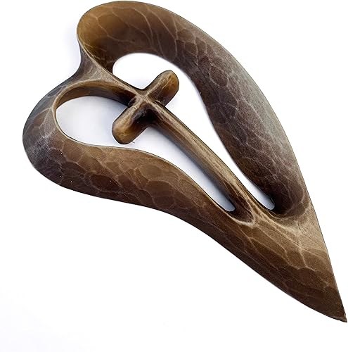 Miniatura 9 de Wooden Hand Cross, Handmade Wood Cross, Heart Design Cross, Wooden Carved Cross Wall Decor, Decorative Crosses for Wall Large and Small (9.84in, red)