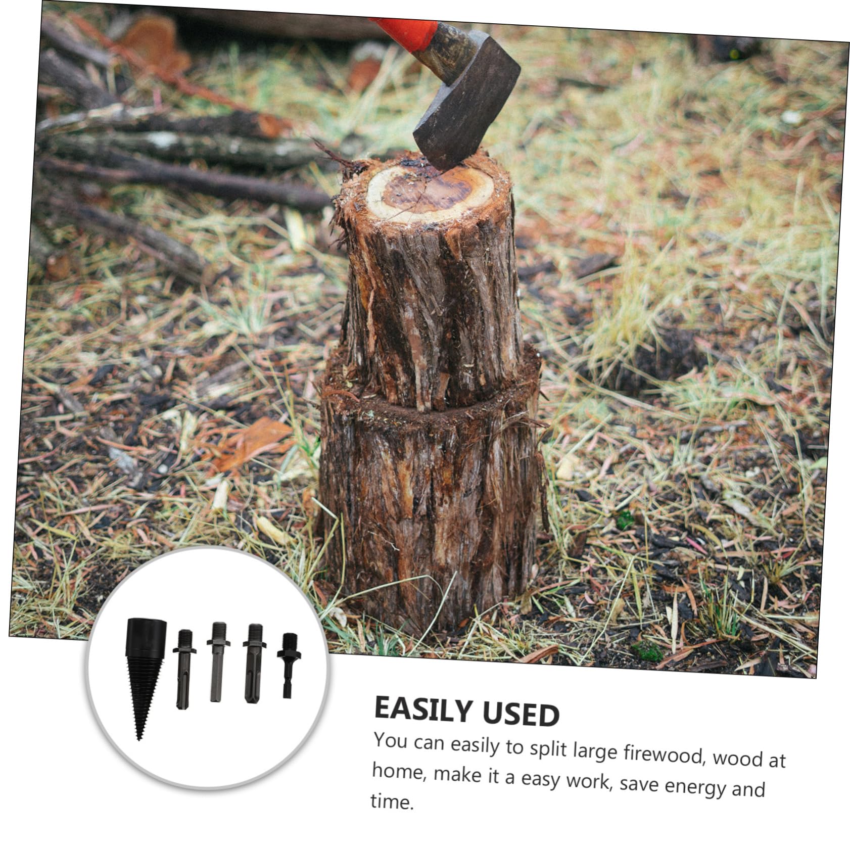 BESPORTBLE Wood Splitter Punta per Spaccalegna in Acciaio, Set da 5 Pezzi, Design Scanalato Antiscivolo, per Dividere Legna da Ardere in Campeggio e Fattoria | Alta Precisione e Resistenza All'usura, per Campeggio e Famiglia, Accessorio per Lavorazioni de