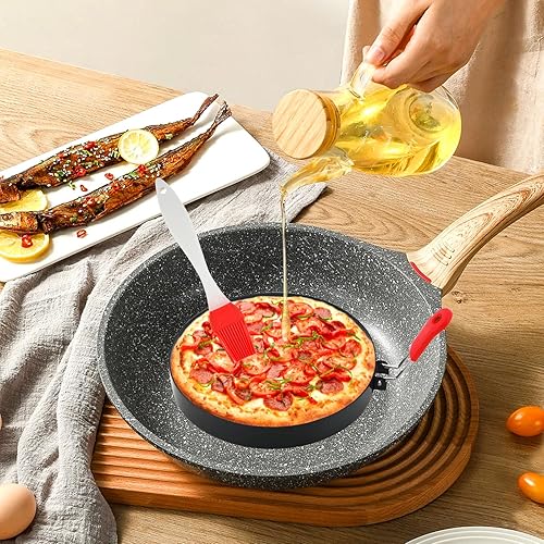 Miniatura 2 de Paquete de 2 moldes para panqueques de 8 pulgadas con mango, antiadherentes, acero inoxidable, anillos redondos para panqueques para huevos fritos,