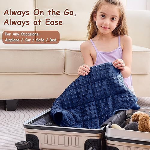 Miniatura 2 de yescool Weighted Lap Pad 2 lb Blue Small Lap Blanket, Weighted Lap Blanket Cooling Heating Weighted Throw Blankets, Minky Blankets Gifts for Travel