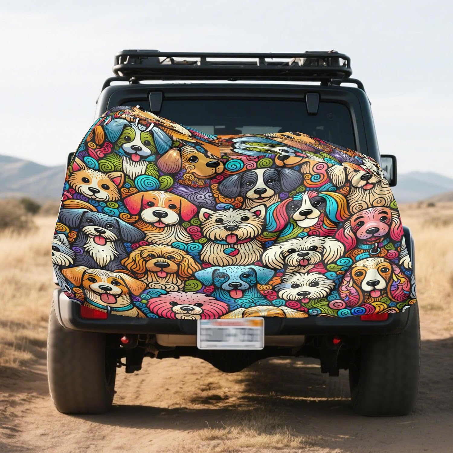 ALAZA Cute Doodle Dogs Puppy Colorful Bike Cover Waterproof Outdoor Ebike Bicycle Covers Tarp Protection for 1/2 Bikes, Sun UV Dust Wind Proof