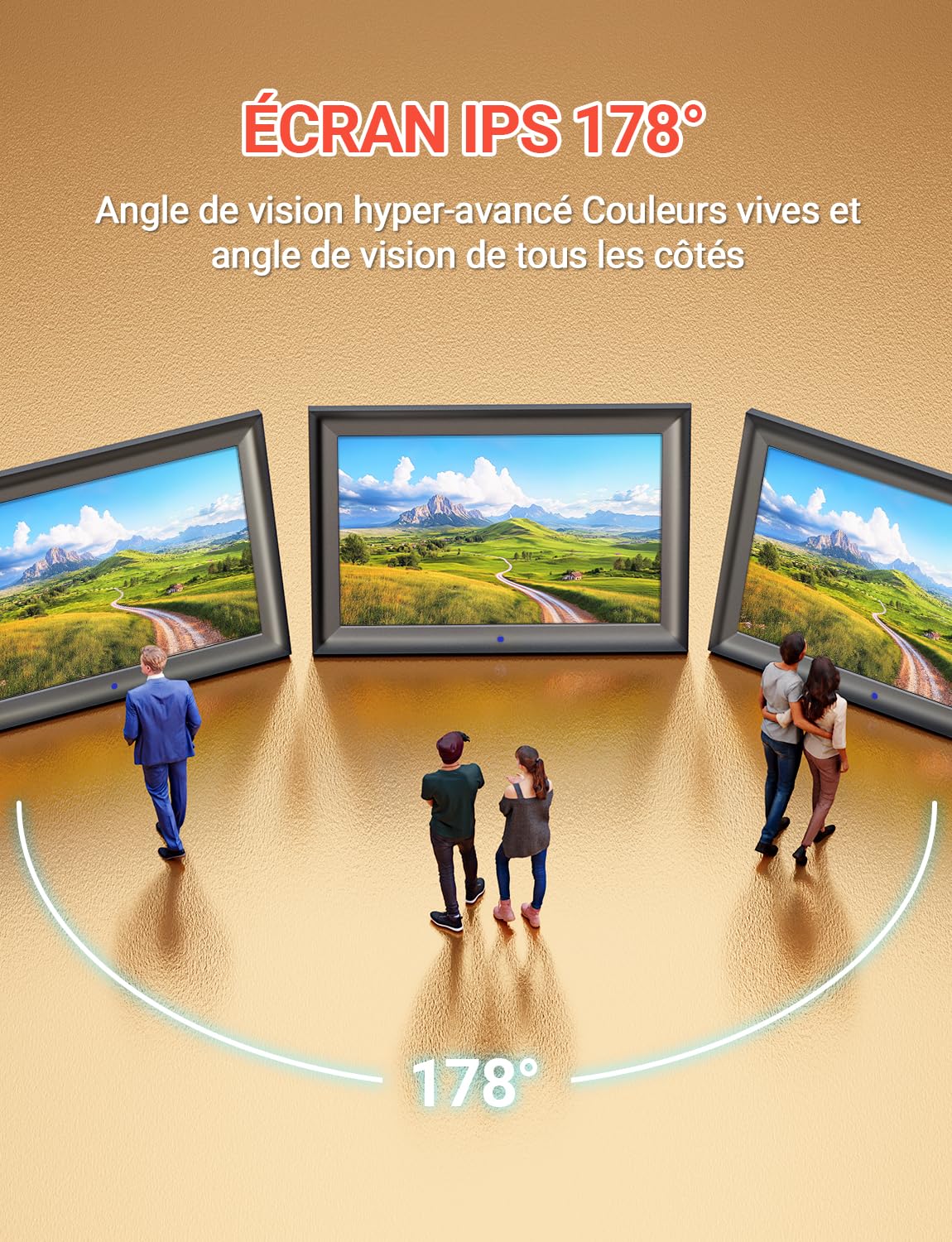 OBVHNUA Cadre Photo Numérique 10,1 Pouces Cadre Digital Cadre Photo Électronique avec Télécommande 1280x800 HD IPS Écran USB Carte SD Rotation Automatique Photo Vidéo Musique Montage Mural