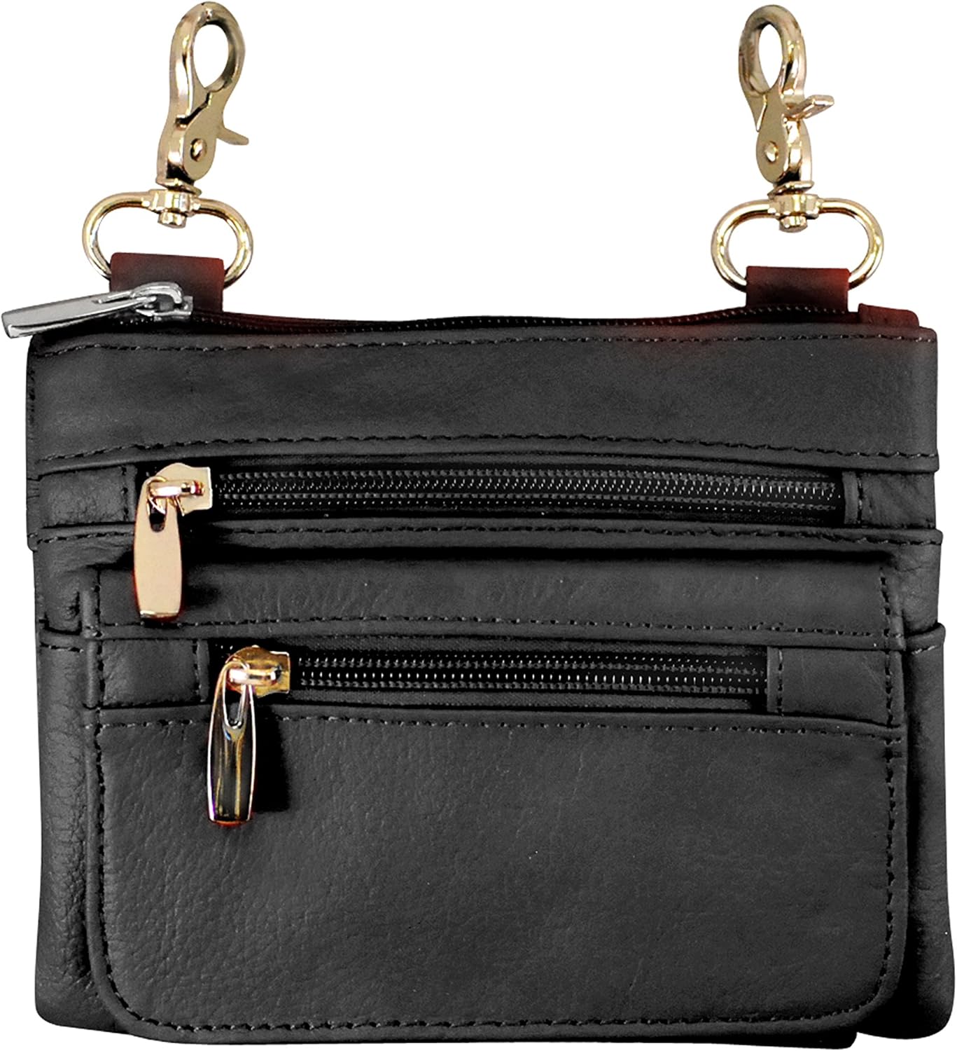 Motorcyclist Fanny Pack - Four Main Compartments, Shoulder Strap - Black