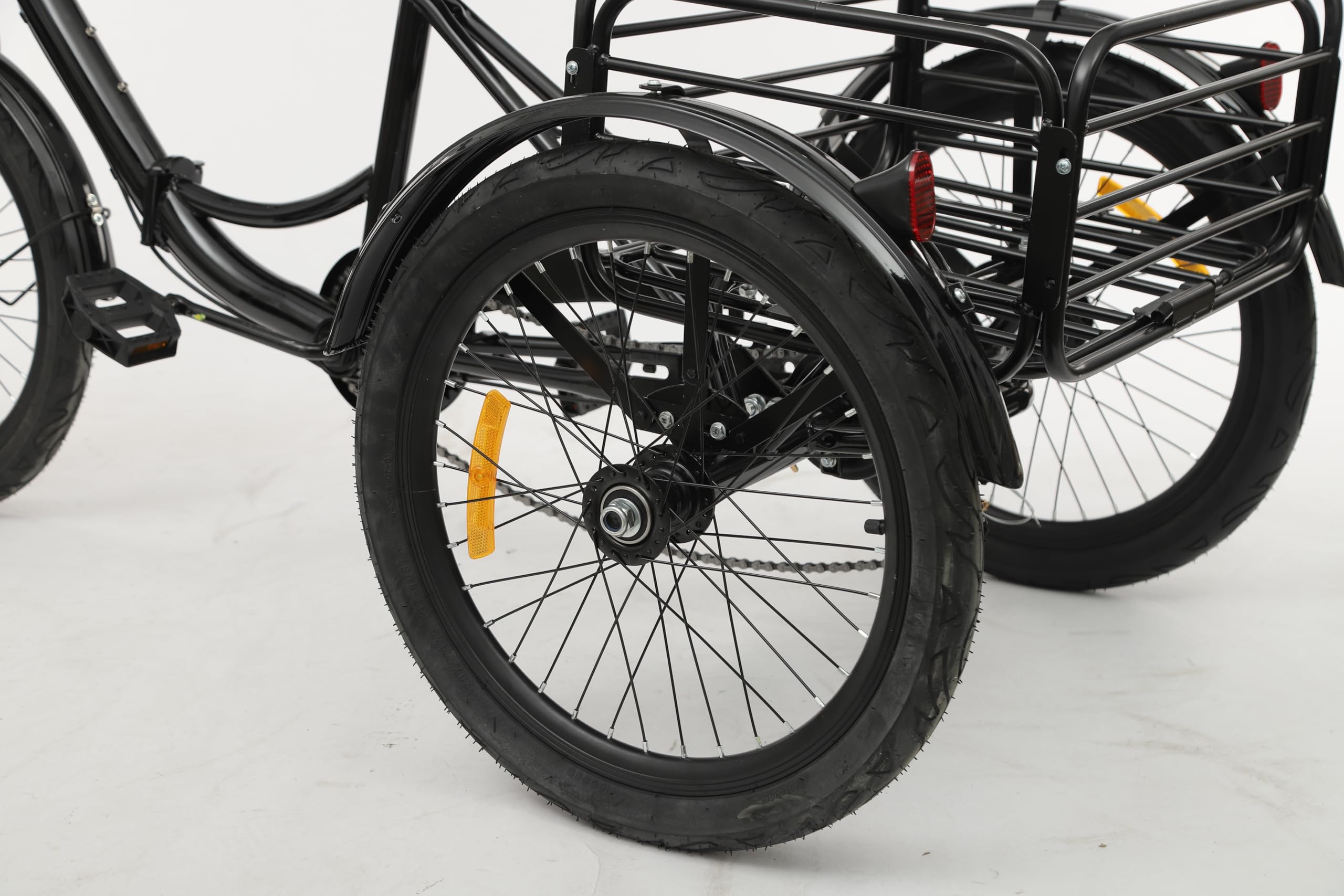 20 pollici Triciclo per adulti Biciclette a 3 Ruote con Cestino, 7 marce Tribike da Pieghevole Bicicletta Cargo per adulti, anziani e donne, altezza regolabile