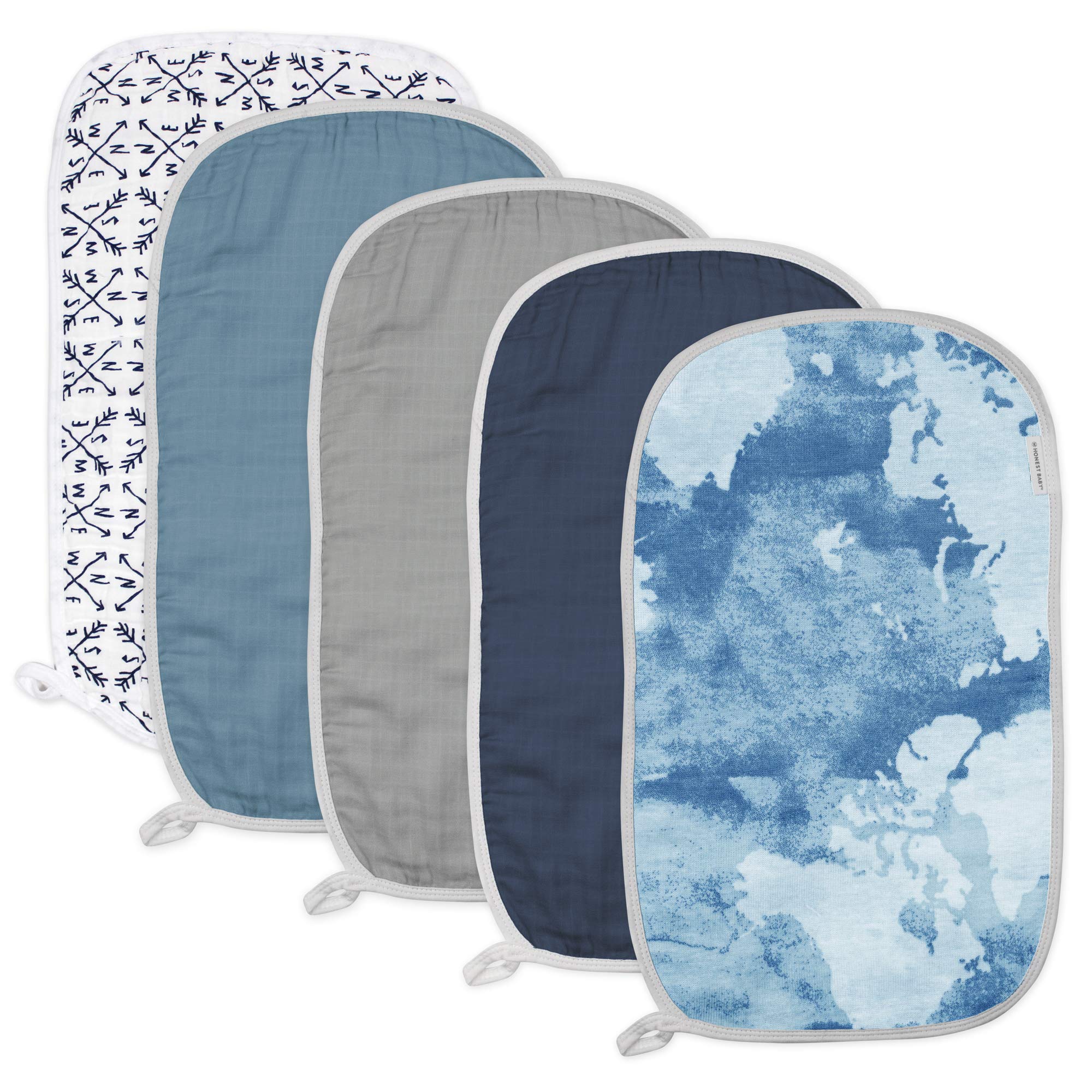 HonestBaby Unisex Baby Multipack Woven Burp Cloths Soft Absorbent Multi-Layered 100% Organic Cotton