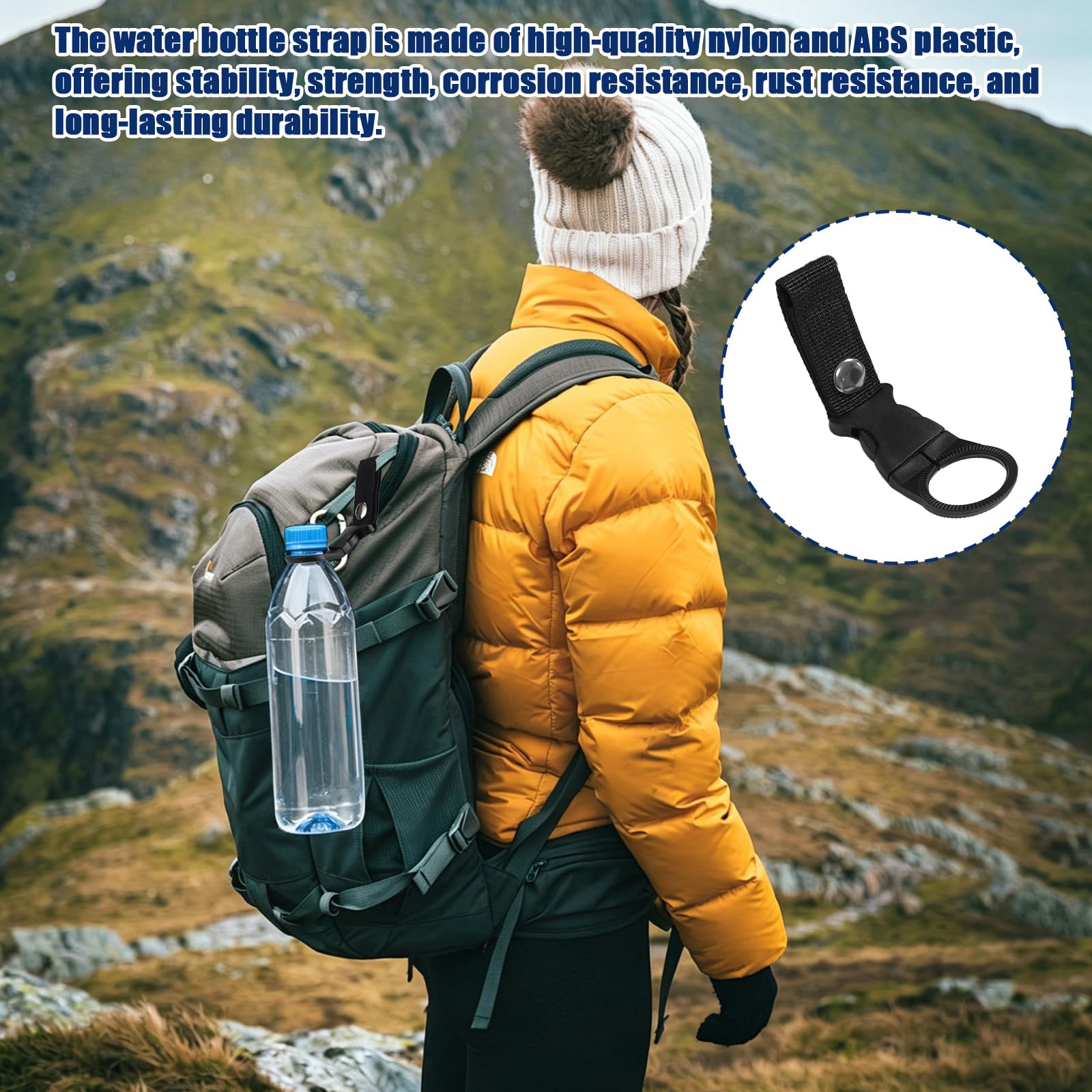 12 Pezzi Portaborraccia a Clip Nero Clip Porta Bottiglia d'Acqua con Clip per Cintura Moschettone per Borraccia Portabottiglie per Campeggio Escursioni attività all'Aperto