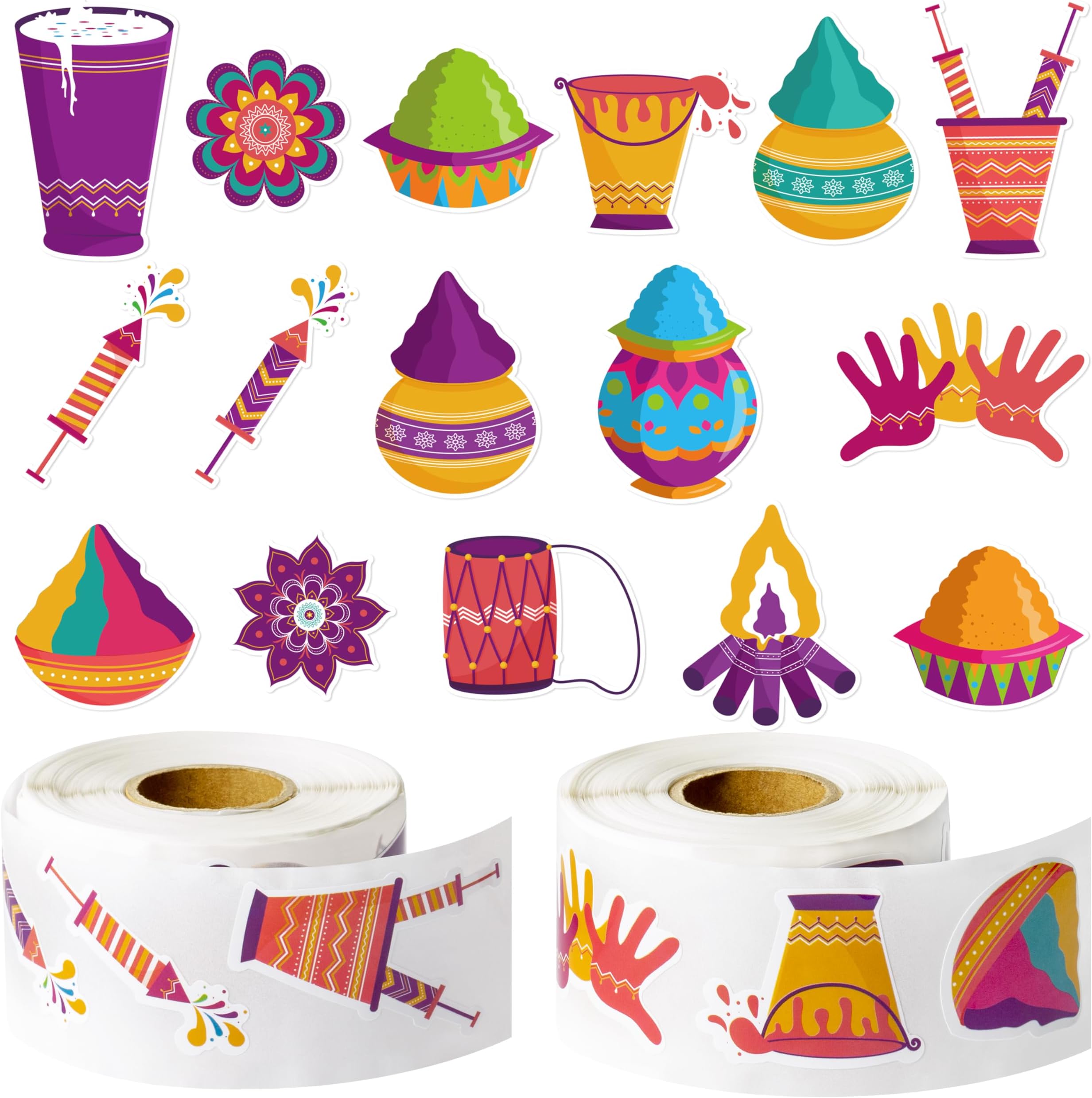 1000pcs Halloween Sticker Rolls - Religious Theme, 16 Designs, Self-Adhesive For Party Decor