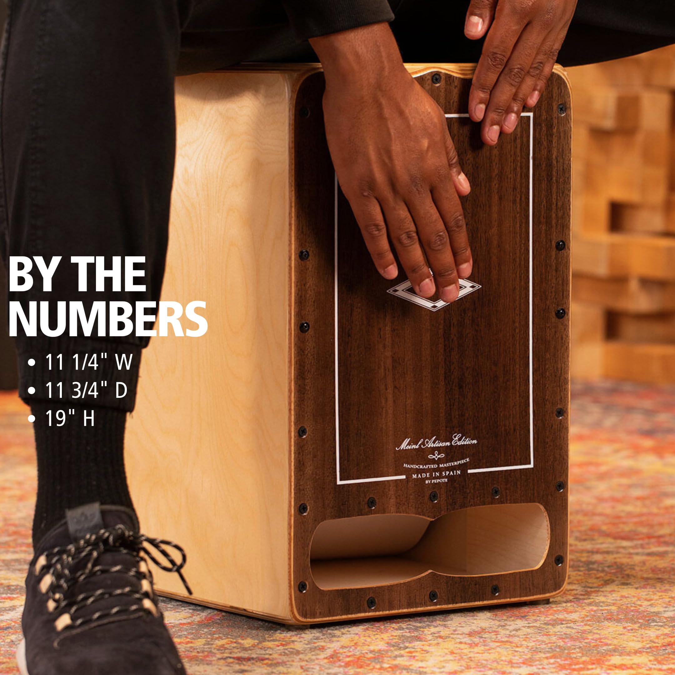 Meinl Percussion Artisan Edition Cajon à cordes Marron Eucalyptus/bouleau de la Baltique — Fabriqué en Espagne — Ligne Cantina (AECLBE)