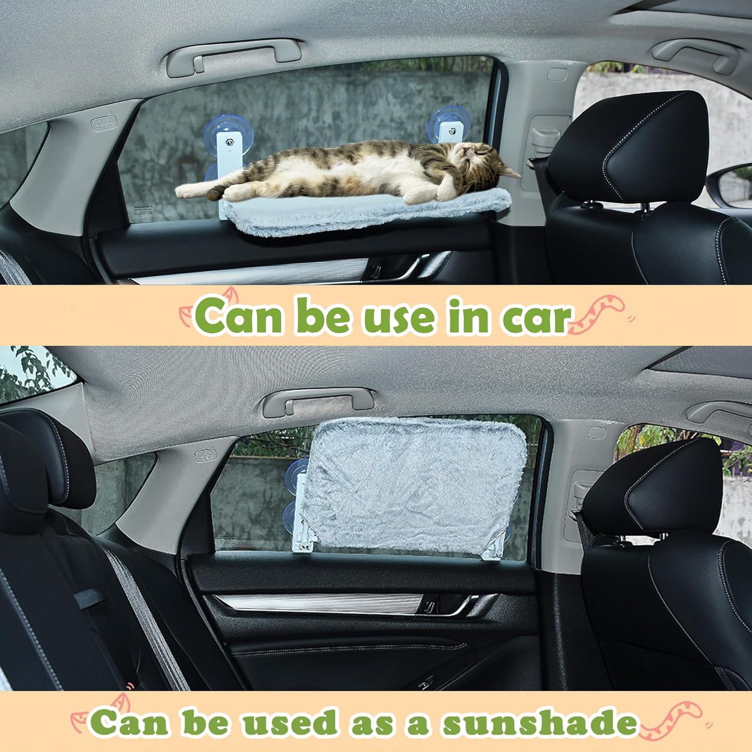 Cat Window Perch Foldable and Cordless Cat Hammock Bed for Window, Pet Window Resting Seat for Indoor Cats