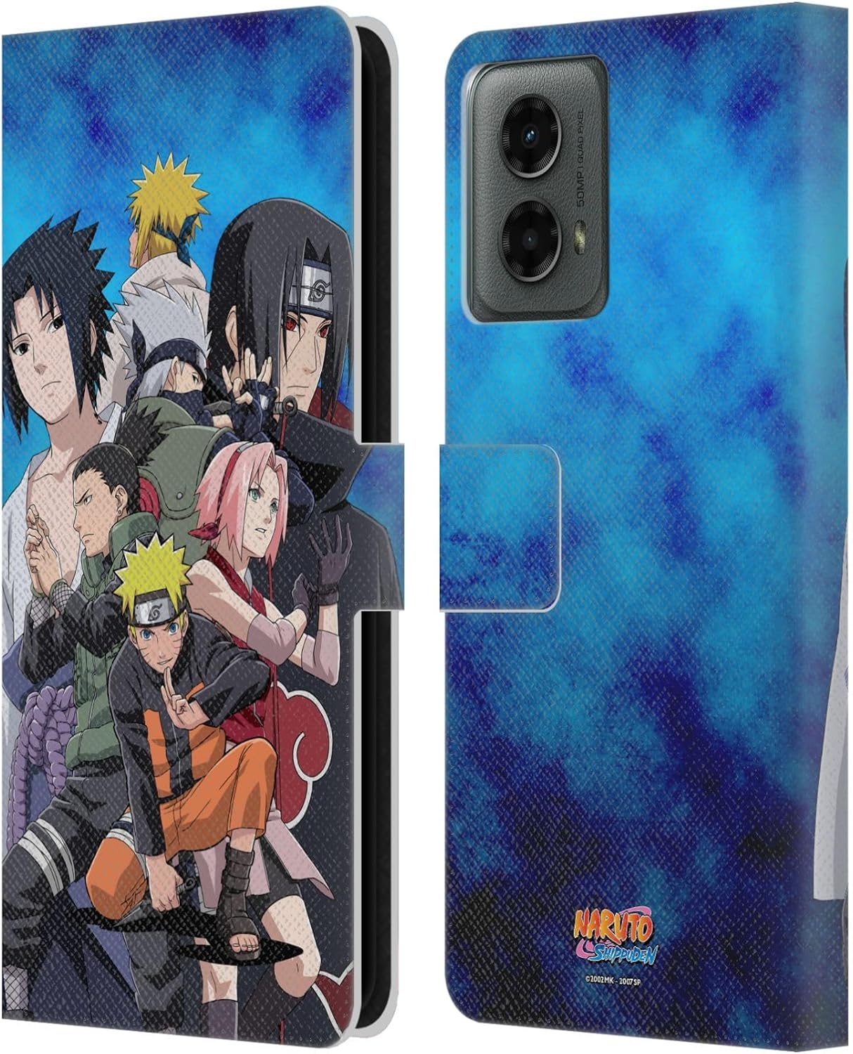 Head Case Designs Officially Licensed Naruto Shippuden Konoha Key Art Leather Wallet Case Compatible with Motorola Moto G (2024)