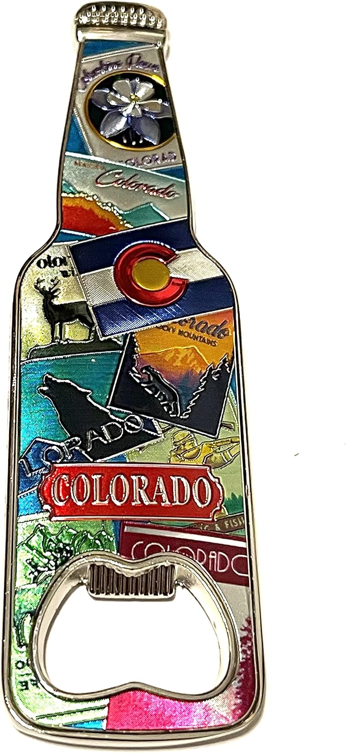 SUREG Bottle Shaped Souvenir Fridge Bottle Opener Magnet Various States and Cities Collectible Retro Collage Design Souvenir Collectible Bottle Opener Fridge Magnet 1 Item (Chicago) image 4