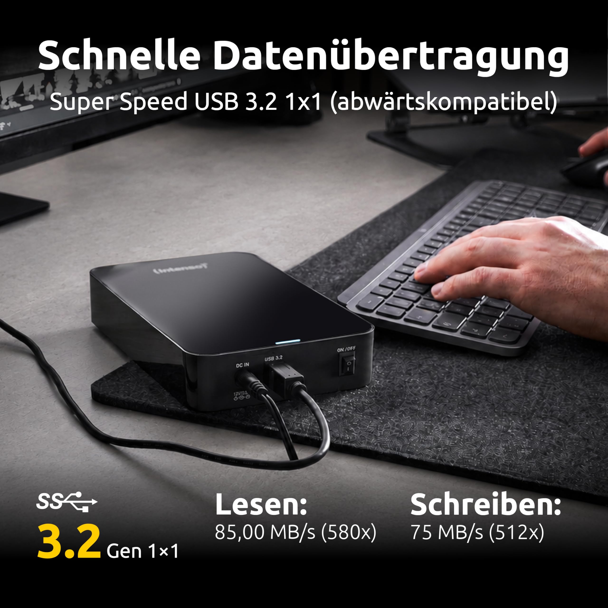 Intenso 6031512 Memory Center HDD Esterno 4Tb, 3.5", Nero
