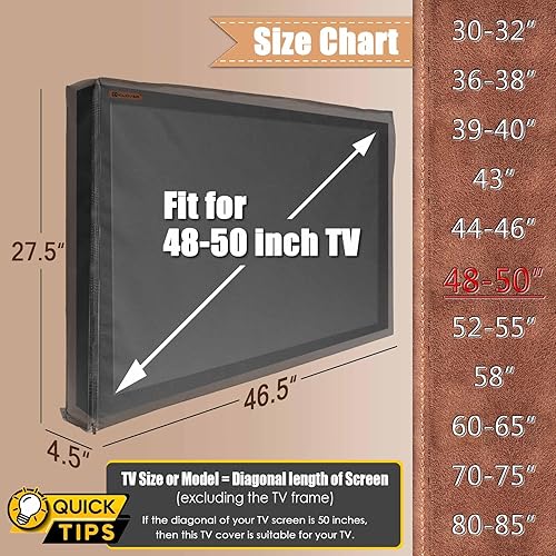 Miniatura 8 de IC ICLOVER Cubierta de TV para exteriores de 41 a 43 pulgadas, solapa frontal enrollable con forro suave antiarañazos, protege la pantalla LED,