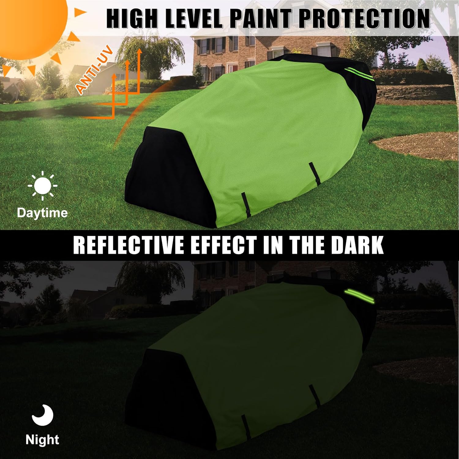 Riding Lawn Mower Cover with Bagger Attachment, Universal Fit Decks up to 54" with Bagger, 600D Oxford Cloth Riding Lawn Mower Cover with Windproof Buckle for Snow Rain Dust Hail Protection