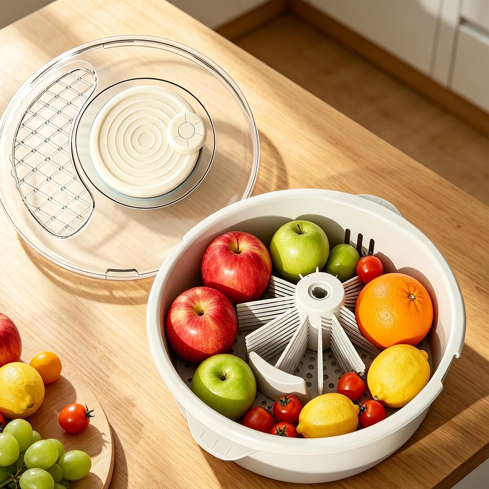 Gran centrifugadora de ensaladas Purificador multiusos, limpieza manual y | Limpiador Alimenticio y Secador de Ensaladas Para Productos, Bayas, Lechuga, Hogar, Cocina Y