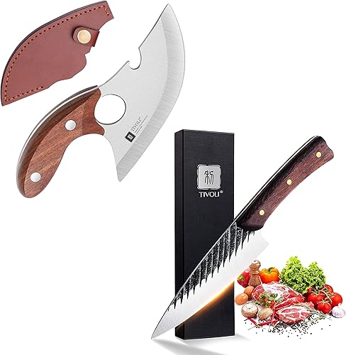 Miniatura 1 de TIVOLI Cuchillo de chef pequeño con mango de palisandro de espiga completa y caja de regalo para familia y restaurante