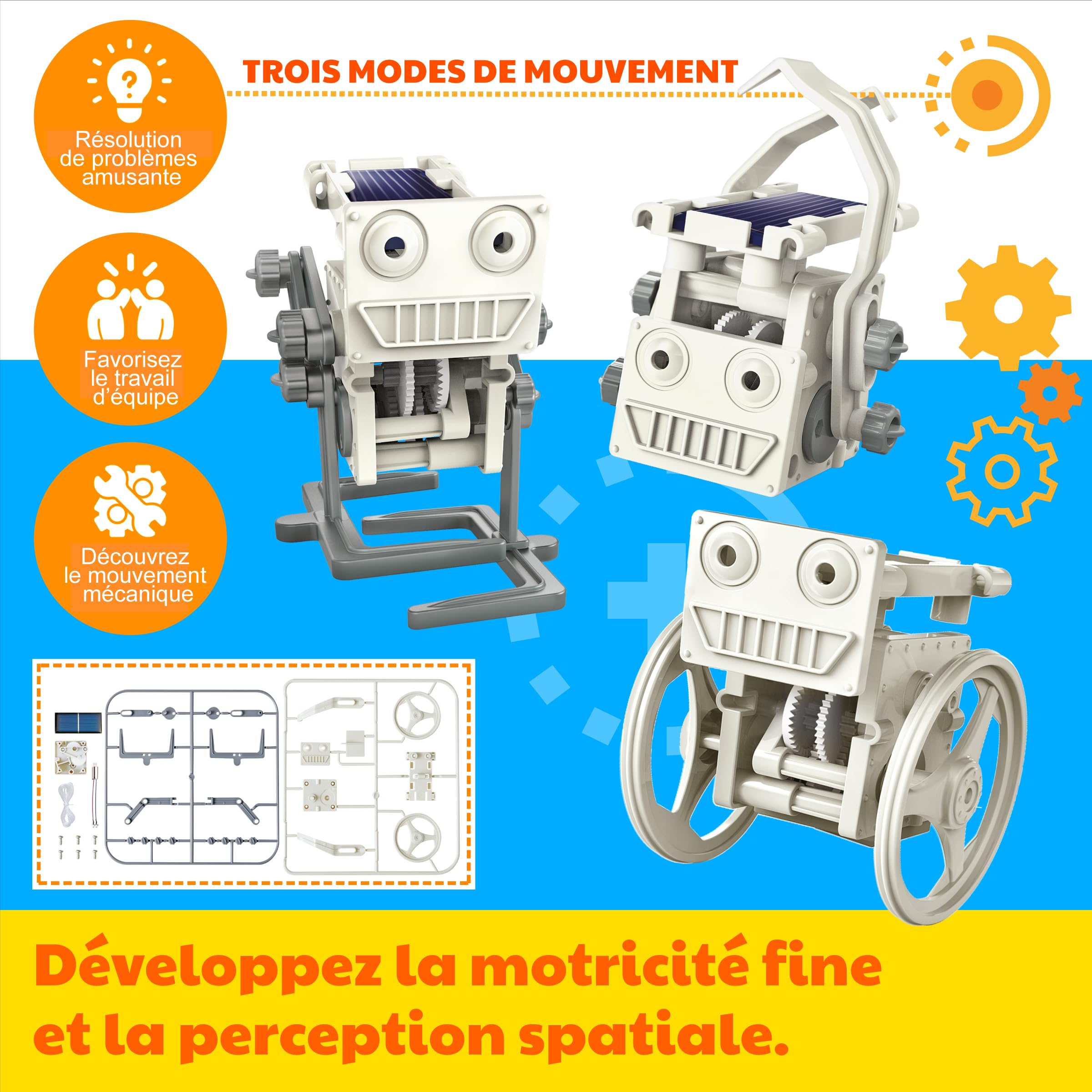 4M Kidz Labs Kit de Fabrication Green Science : Mini Robot Solaire 3 en 1