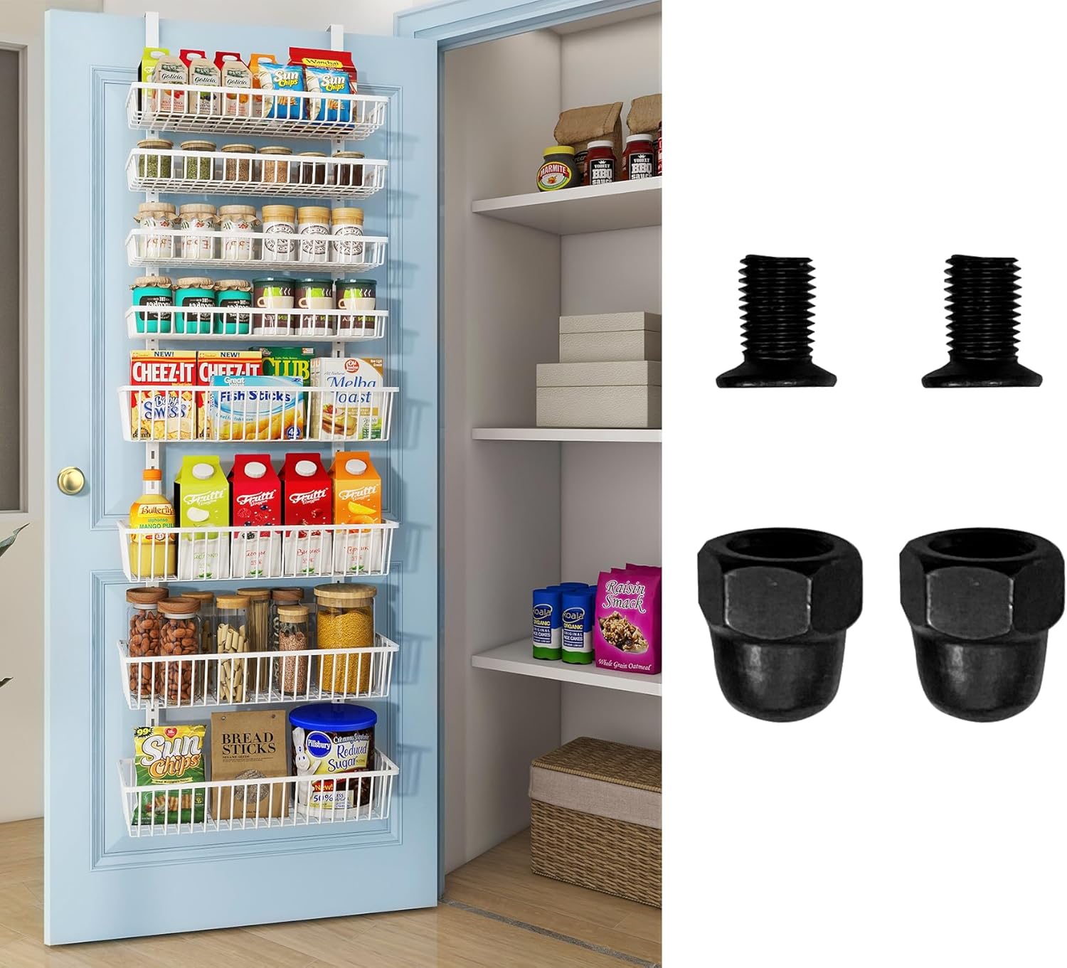 Mefirt 8Tier Over The Door Pantry Organizer Shelves and