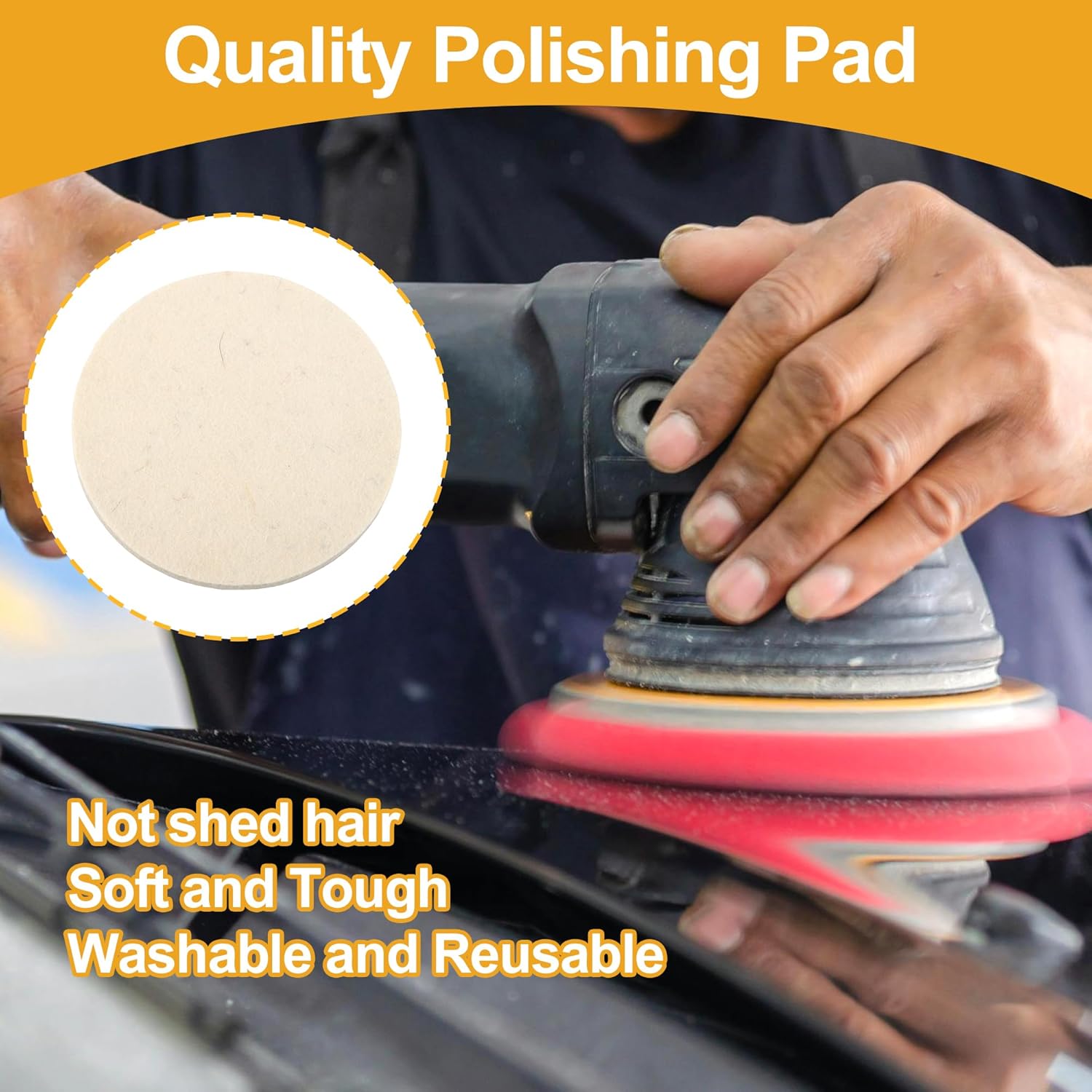 1pc 5" 125mm Universal Wool Polishing Buffing Pad - Auto Woolen Buffing Waxing Pad Car Polisher Buffer Drill Attachment Hook Loop Wool White
