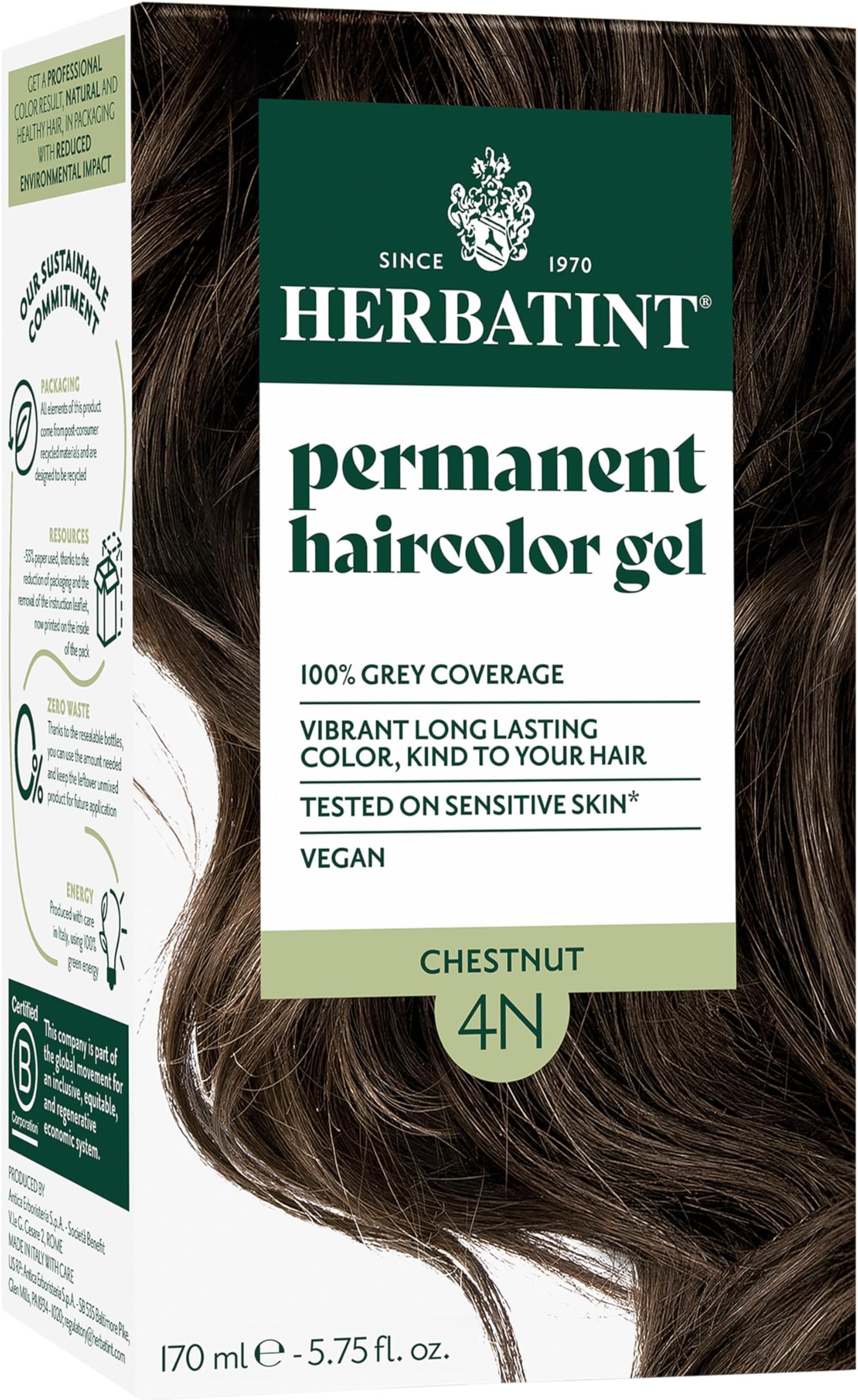 Permanent Herbal Hair Color Gel (Chestnut, 4.56 Ounce)