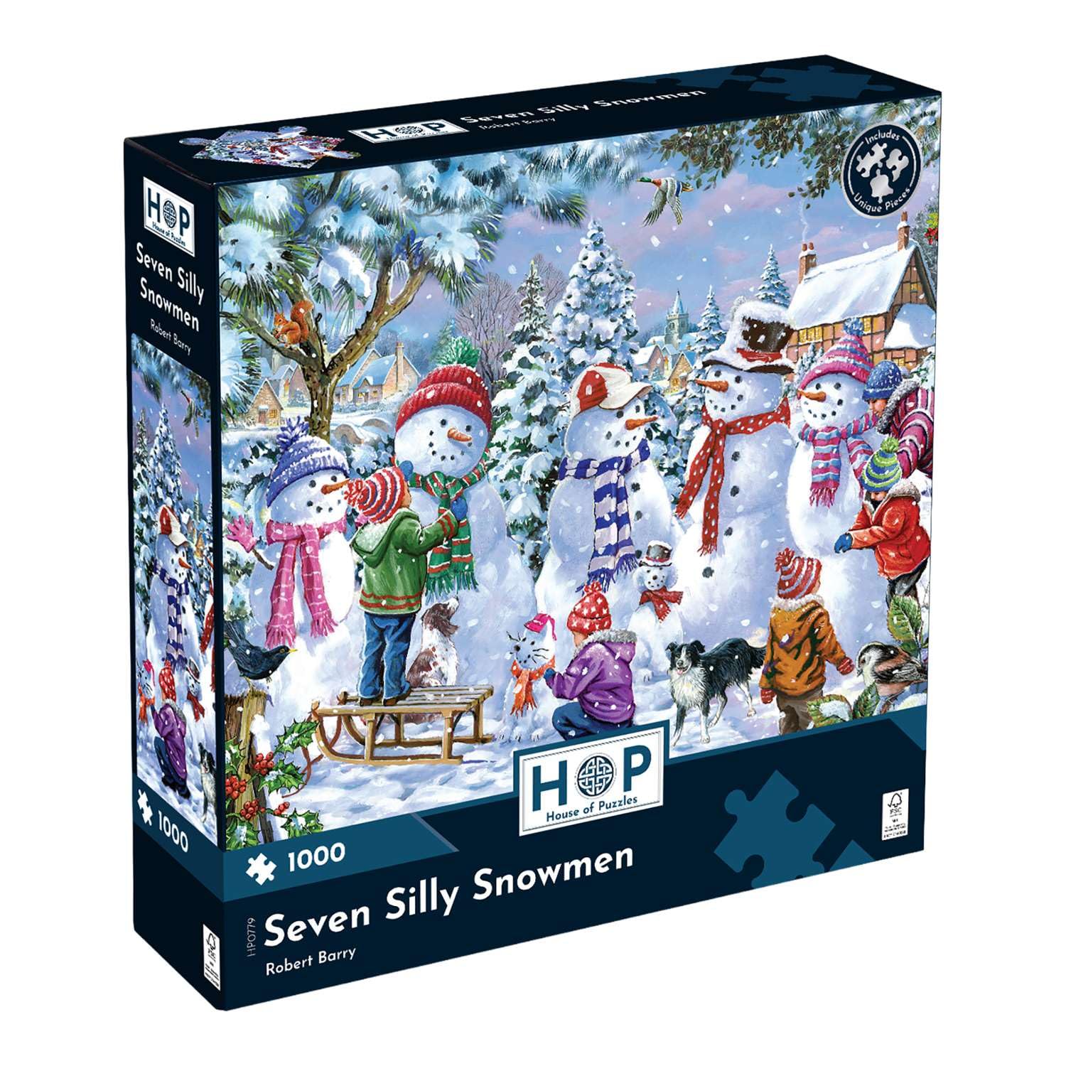 The House of Puzzles Seven Silly Snowmen, 1000 Piece Jigsaw