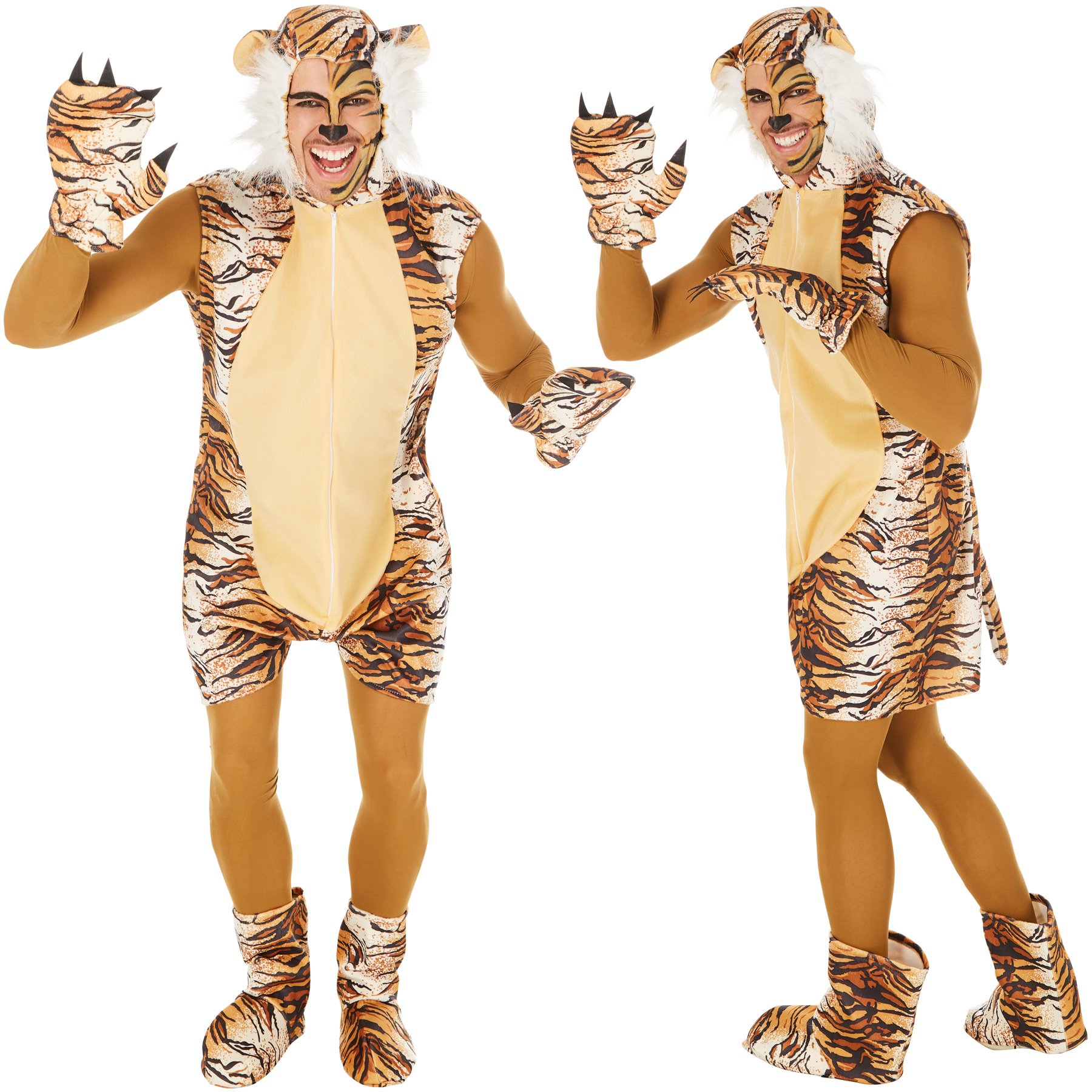 dressforfun Costume da Tigre per Lui e per Lei | Morbida Finta Pelliccia | Incl. Caldi Guanti, Gambali e Catsuit (M | No. 300863)