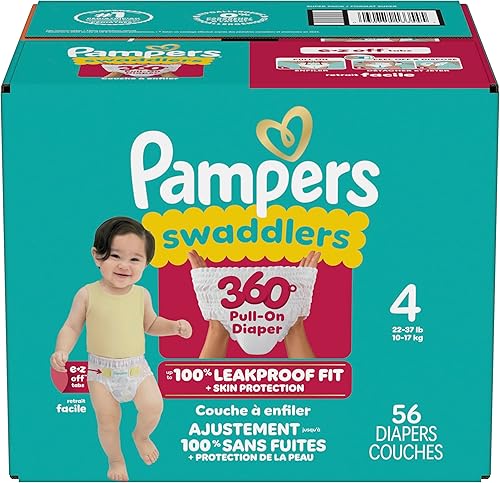 Miniatura 11 de Pampers Pañales - Pañales para envolver 360 - Tamaño 4, 56 unidades, hasta 100% a prueba de fugas, cómodo ajuste seco, diseñado para cambios