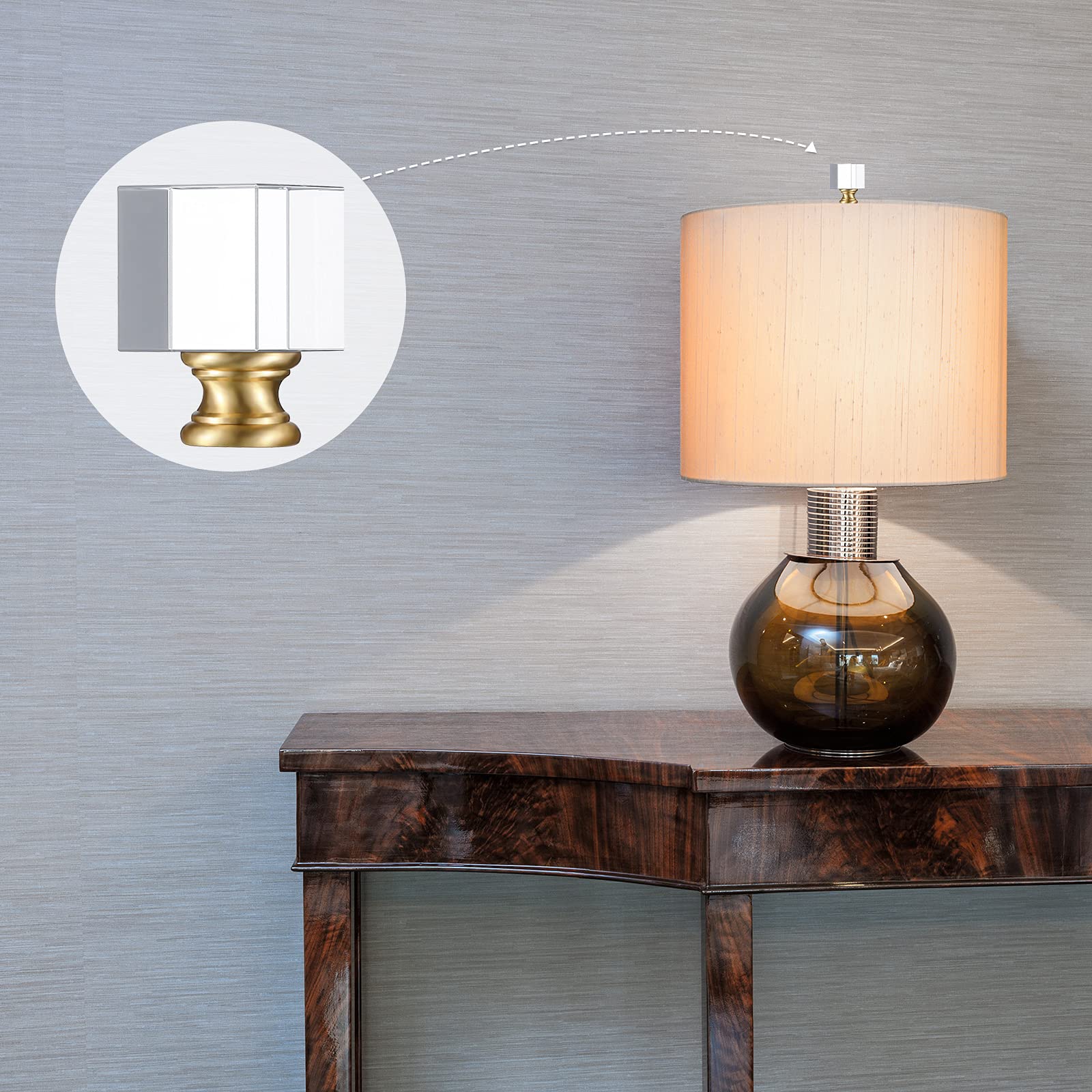 2 Pieces Cube Crystal Lamp Finial Clear Square Lamp Finial Cap