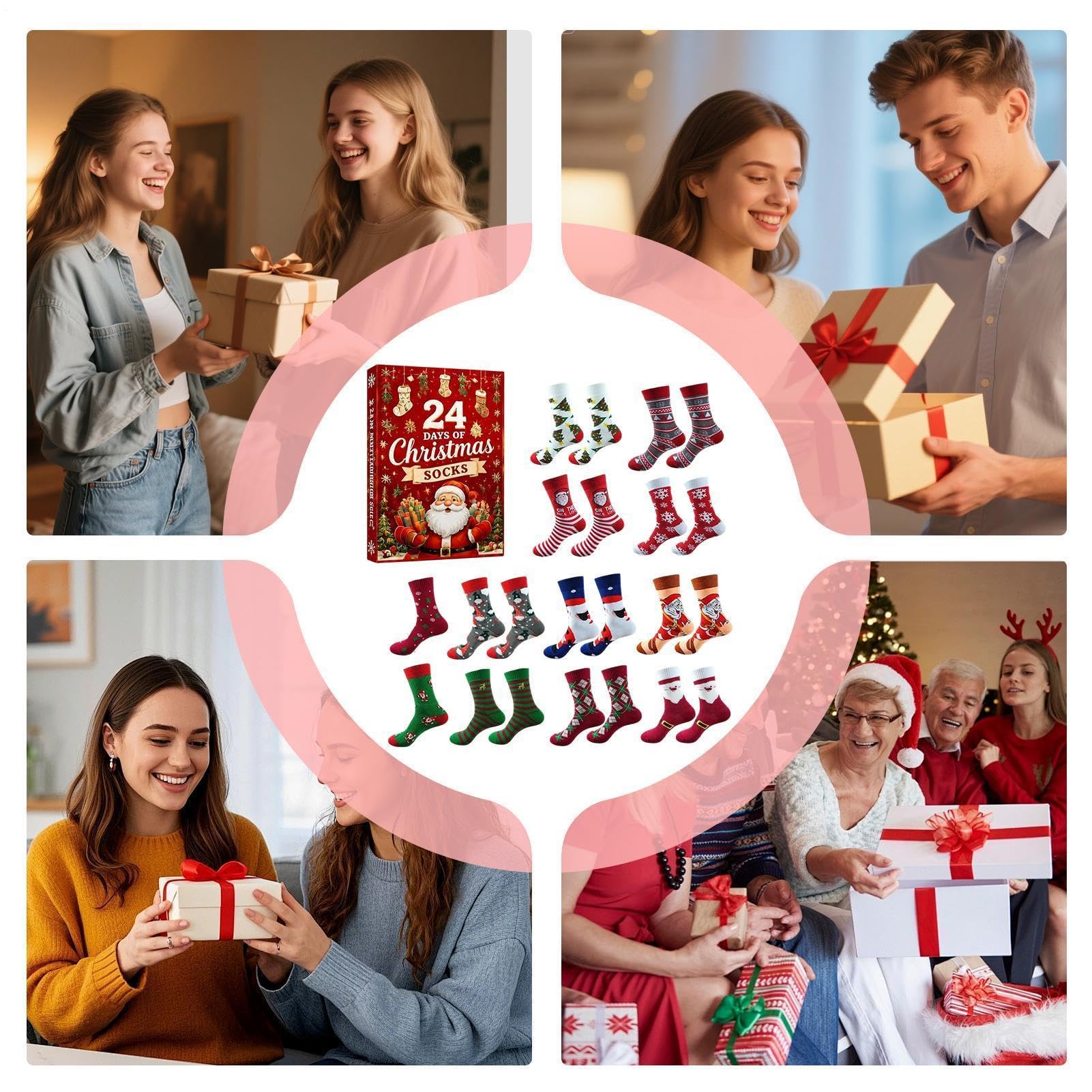 Generisch Weihnachtskalender 12 Paar Lustige Warme Baumwollsocken