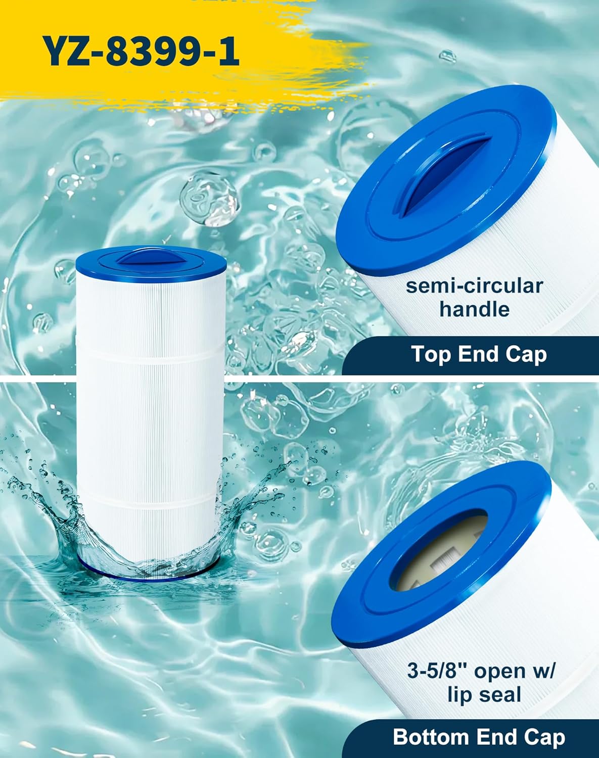 8399 Spa Filter Cartridge Replaces for C-8399, Filbur FC-3965, PCD100W, Caldera Utopia 73722, Caldera 100, 1039607, Darlly 81004 Coleman Spas, 100 sq.ft Hot Tub Filter, 1 Pack